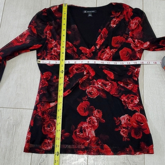 INC INTERNATIONAL CONCEPTS BLOUSE, Sz S, BLACK/RED, STRETCH, NEW - Picture 8 of 16